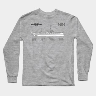 HMS Dreadnought ship plans - SBD Long Sleeve T-Shirt